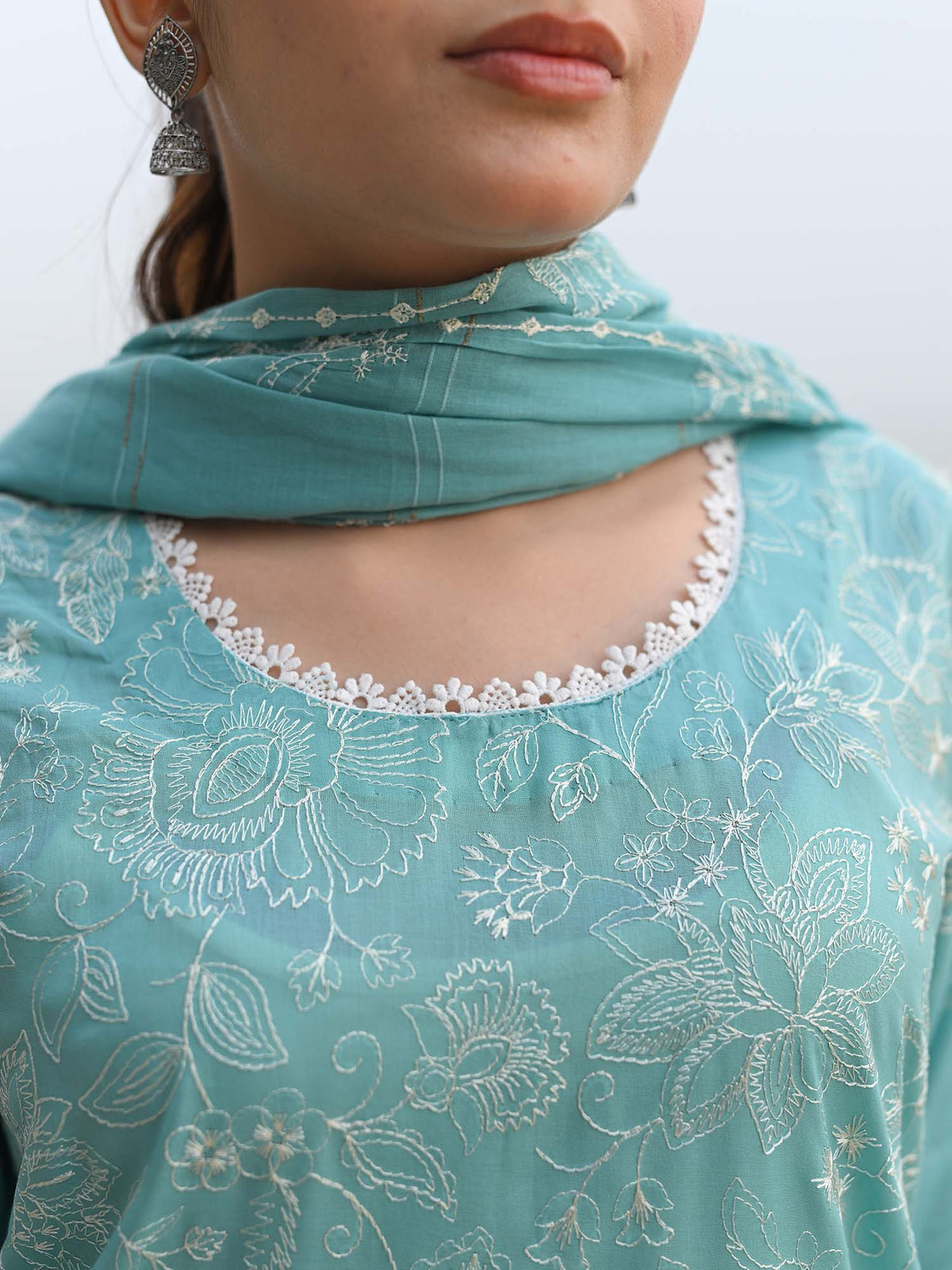 Sea Green Embroidered Lawn Pret Eid Suit D-06