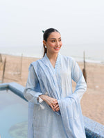 Light Blue Embroidered Lawn Pret Eid Suit D-07