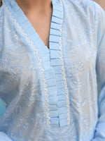 Light Blue Embroidered Lawn Pret Eid Suit D-07