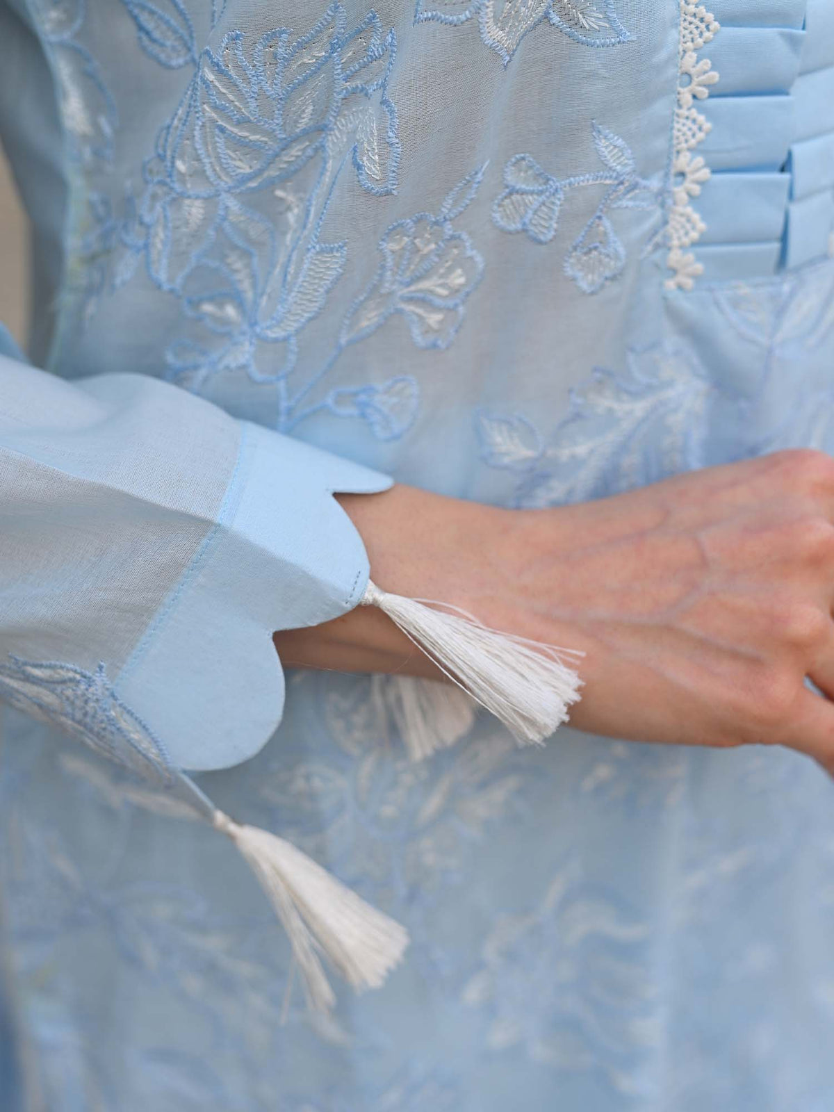 Light Blue Embroidered Lawn Pret Eid Suit D-07