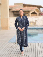 Navy Blue Embroidered Lawn Pret Eid Suit D-08