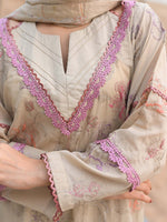 Beige Embroidered Lawn Pret Eid Suit D-09