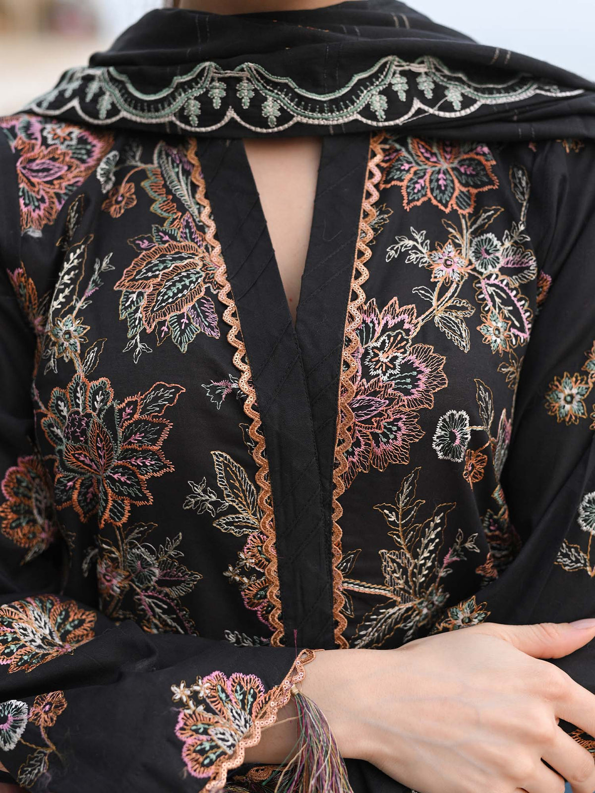 Black Embroidered Lawn Pret Eid Suit D-10