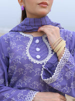 Purple Embroidered Schiffli Pret Eid Suit D-07