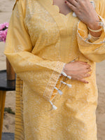 Yellow Embroidered Schiffli Pret Eid Suit D-05