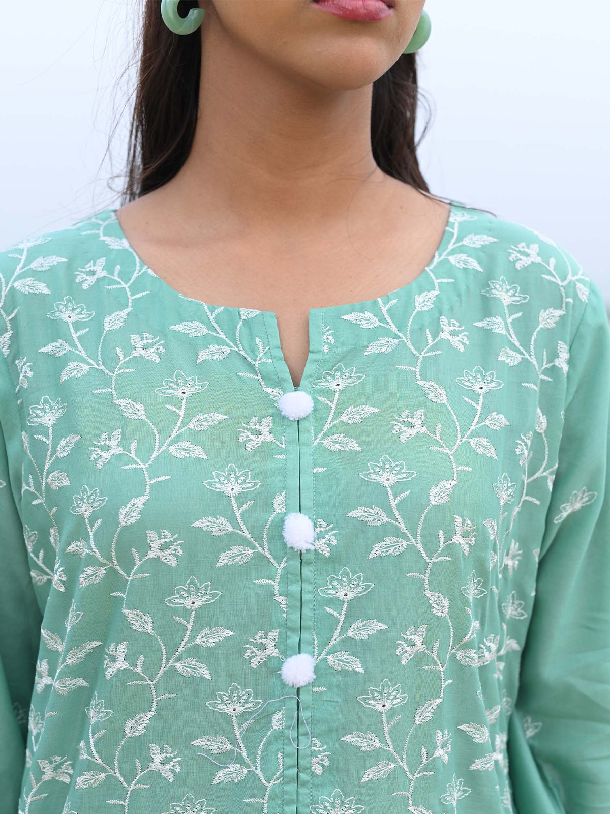 Green Embroidered Schiffli Pret Eid Suit D-06