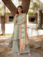 Light Green Printed Viscose 3 Piece