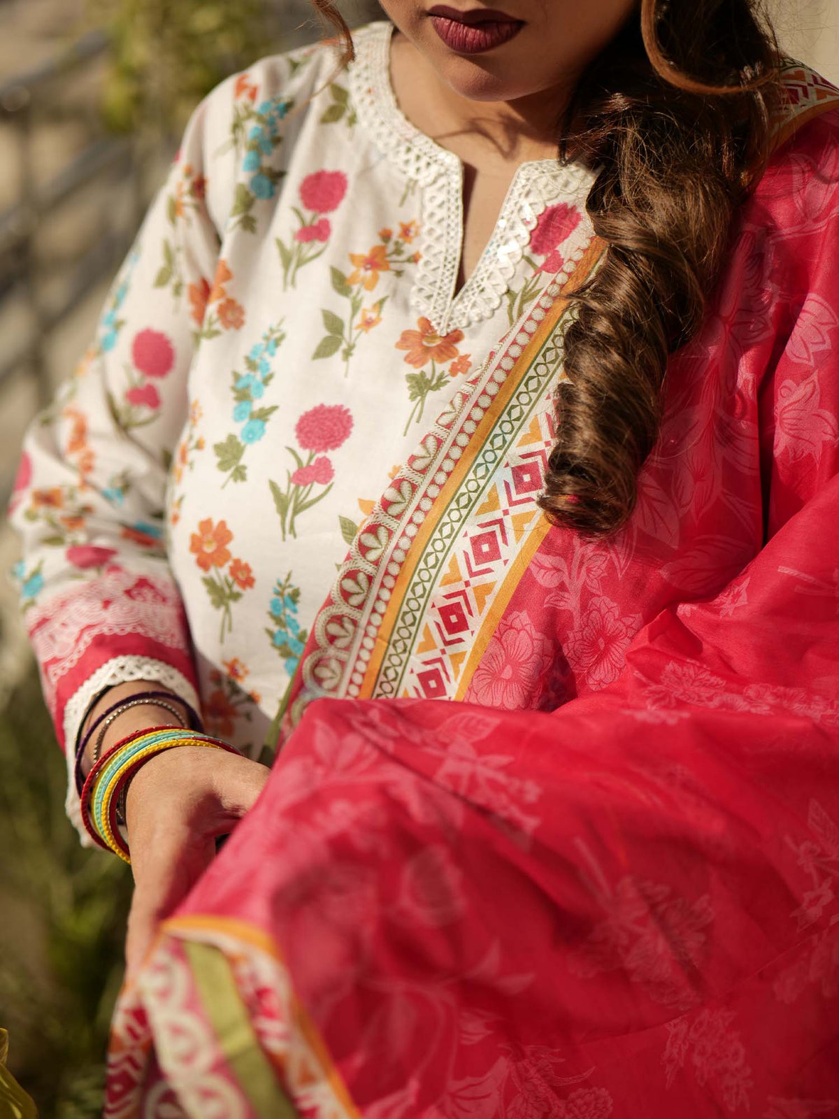 White Printed Lawn Pret 3 Piece for summer