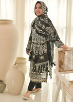 White and Black Premium Embroidered Lawn 3 Piece Suit Set 01
