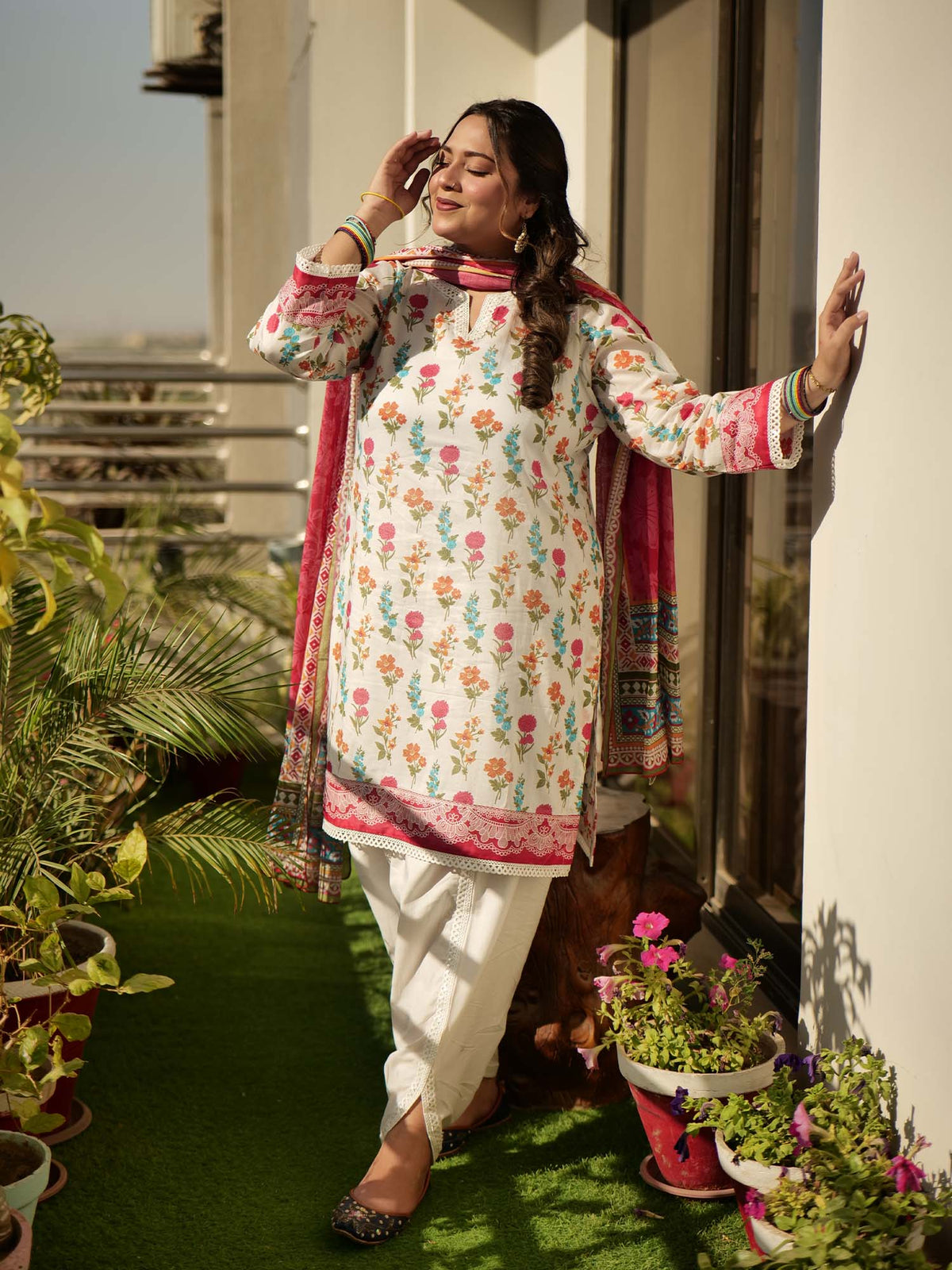 White Printed Lawn Pret 3 Piece