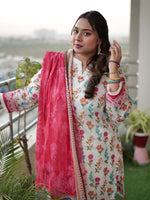 White Printed Lawn Pret 3 Piece for women