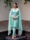 Farina Official light blue embroidered cutwork pret lawn 3-piece suit