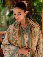 Beige Printed Viscose 3 Piece