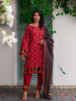 Red Premium Printed Khaddar 3 Piece 2
