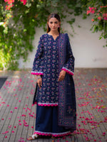 Dark Blue Premium Printed Khaddar 3 Piece 3