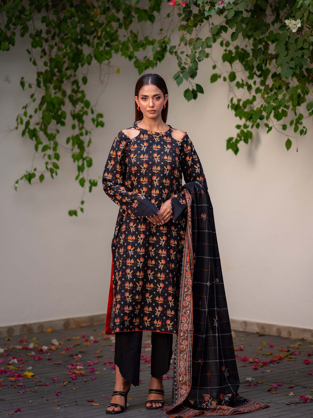 Black Premium Printed Khaddar 3 Piece 6