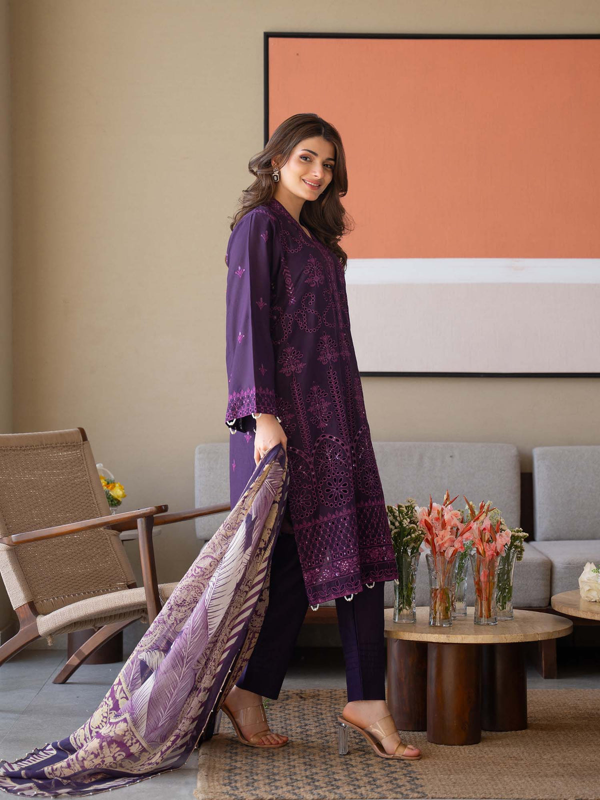 Purple Chikankari Lawn Pret Eid Suit 09