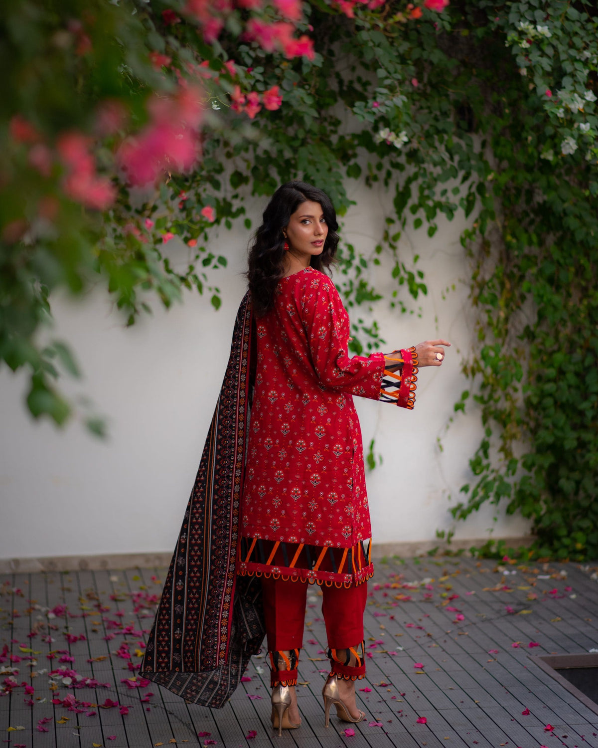 Red Premium Printed Khaddar 3 Piece 2