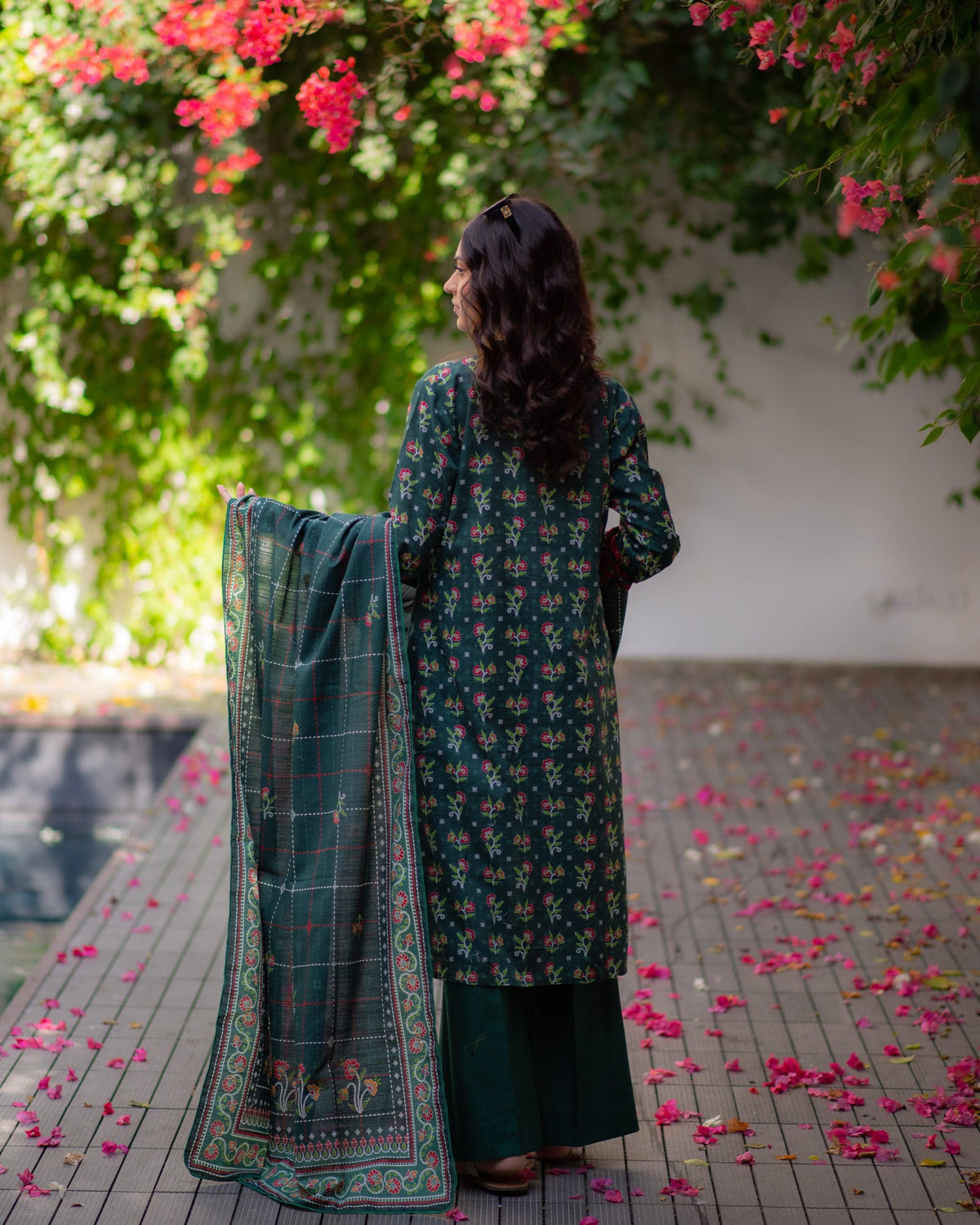 Dark Green Premium Printed Khaddar 3 Piece 5