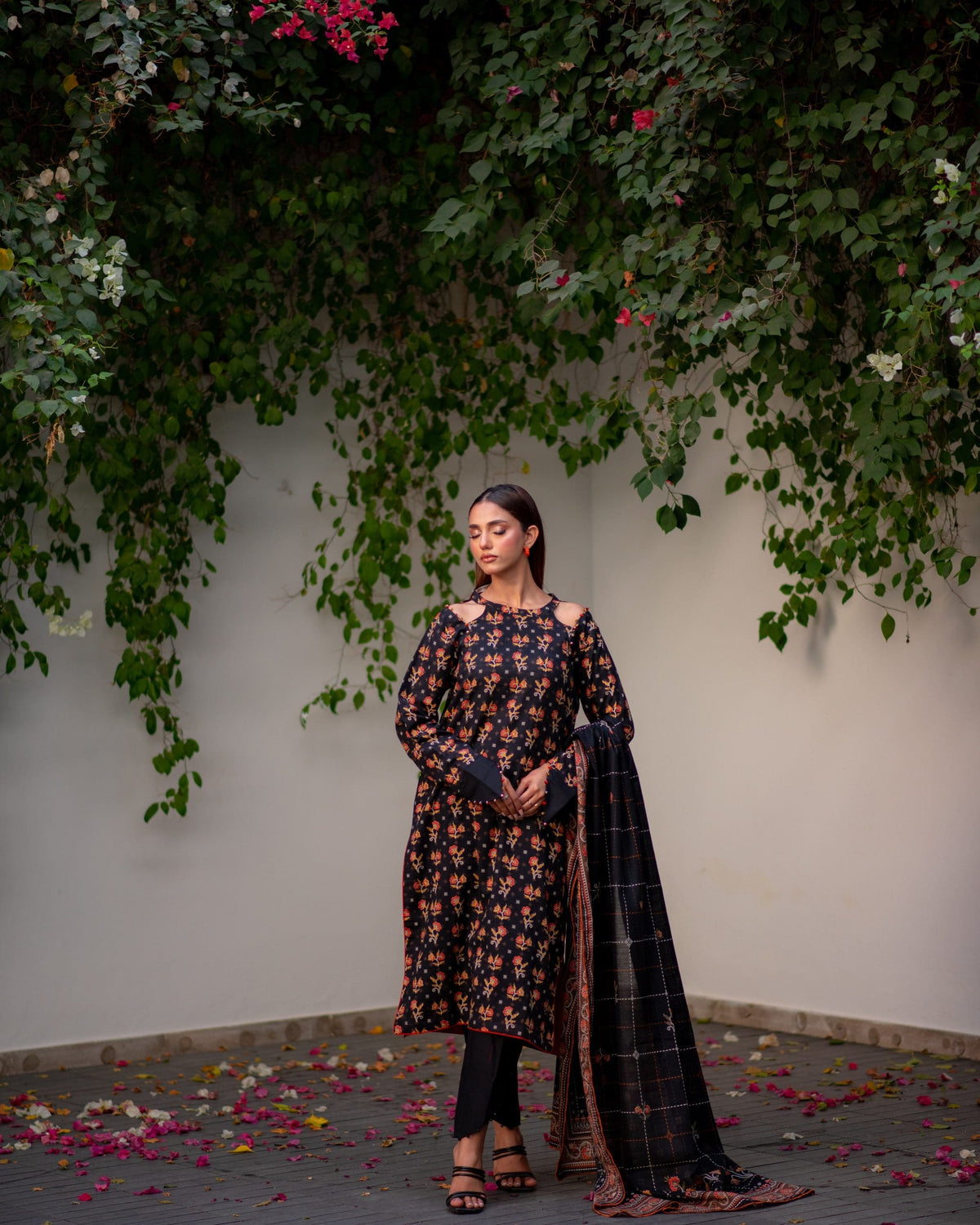Black Premium Printed Khaddar 3 Piece 6