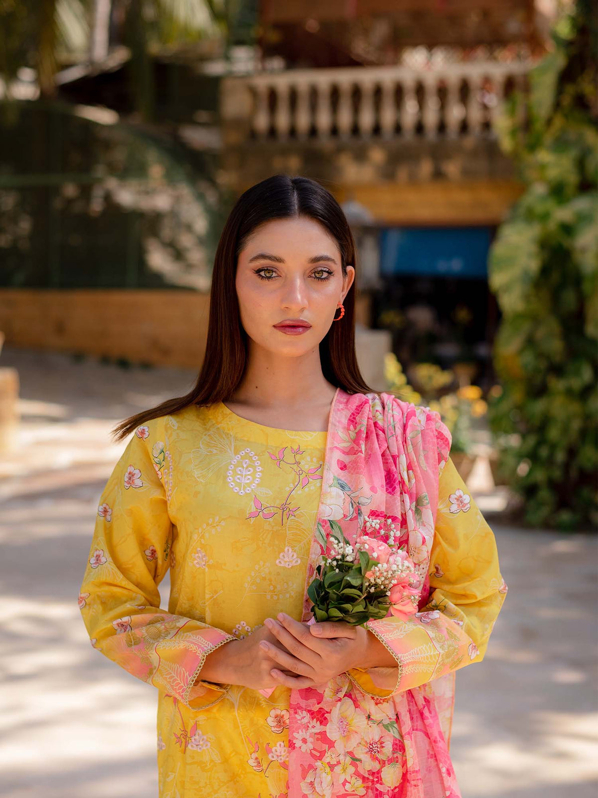 Yellow Digital Embroidered Lawn Pret 3 piece suit set 17