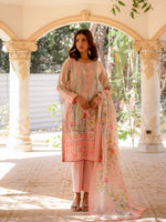 Light pink and green Embroidered Lawn Pret 3 piece suit set 12