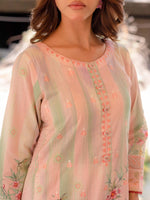 Light pink and green Embroidered Lawn Pret 3 piece suit set 12