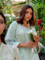Light Blue Embroidered Lawn Pret 3 piece suit set 11