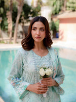 Light Blue Embroidered Lawn Pret 3 piece suit set 11