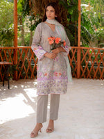 Grey Embroidered Lawn Pret 3 piece suit set 09