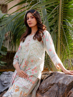 Light Green Embroidered Lawn Pret 3 piece suit set 06