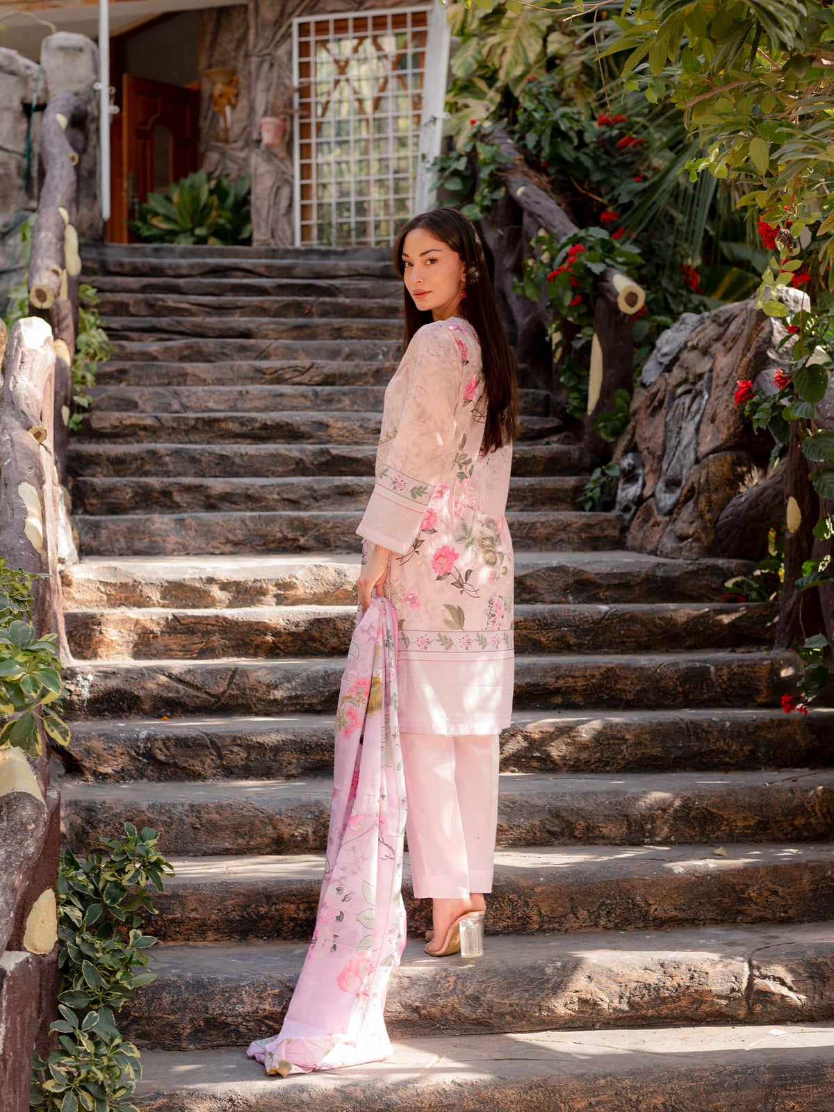 Beige Embroidered Lawn Pret 3 piece suit set 13