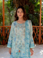 Green and Blue Embroidered Lawn Pret 3 piece suit set 02