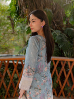 Light Blue Embroidered Lawn Pret 3 piece suit set 04