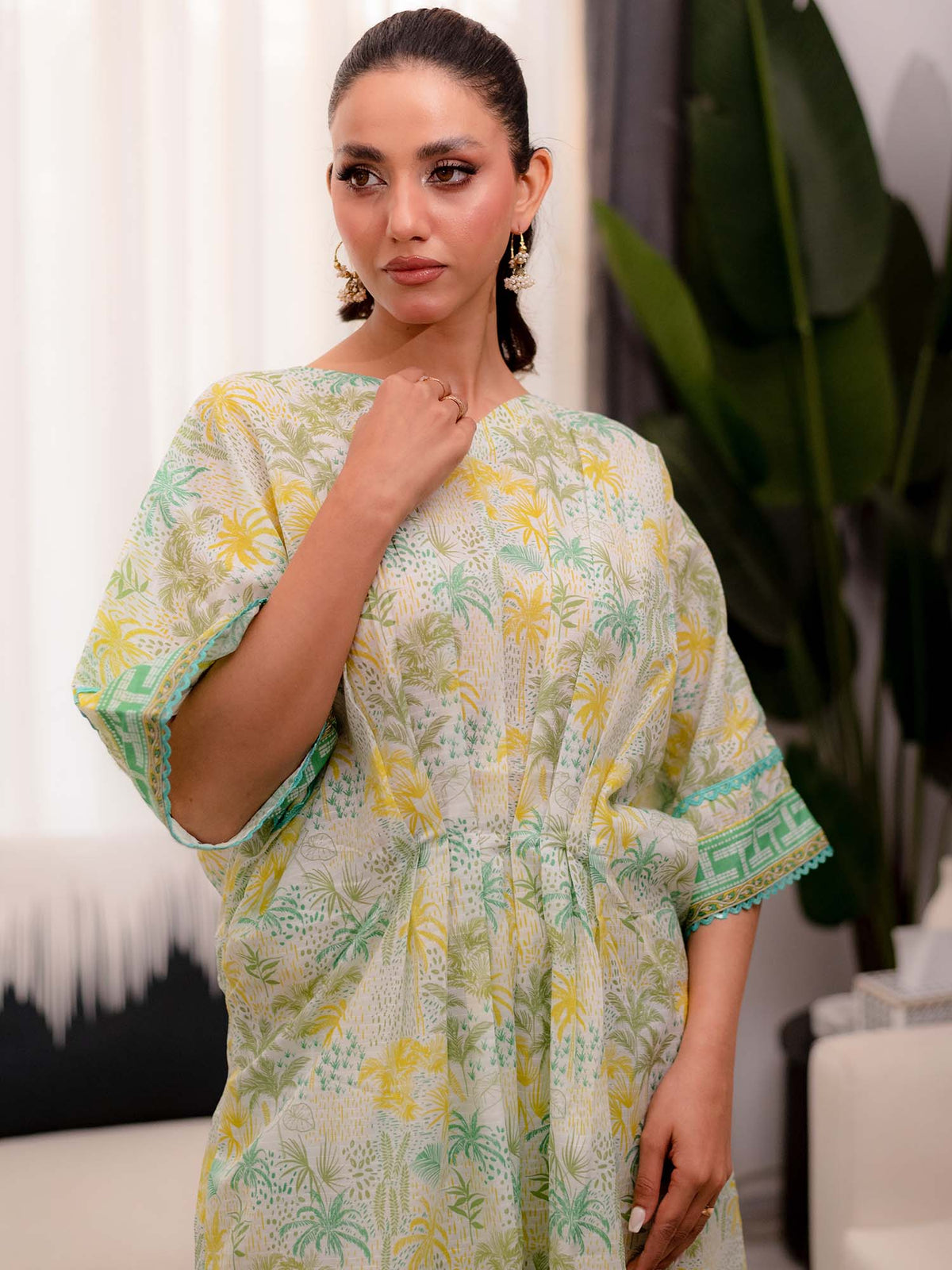 Green Printed Doria Lawn Co ord Set 07