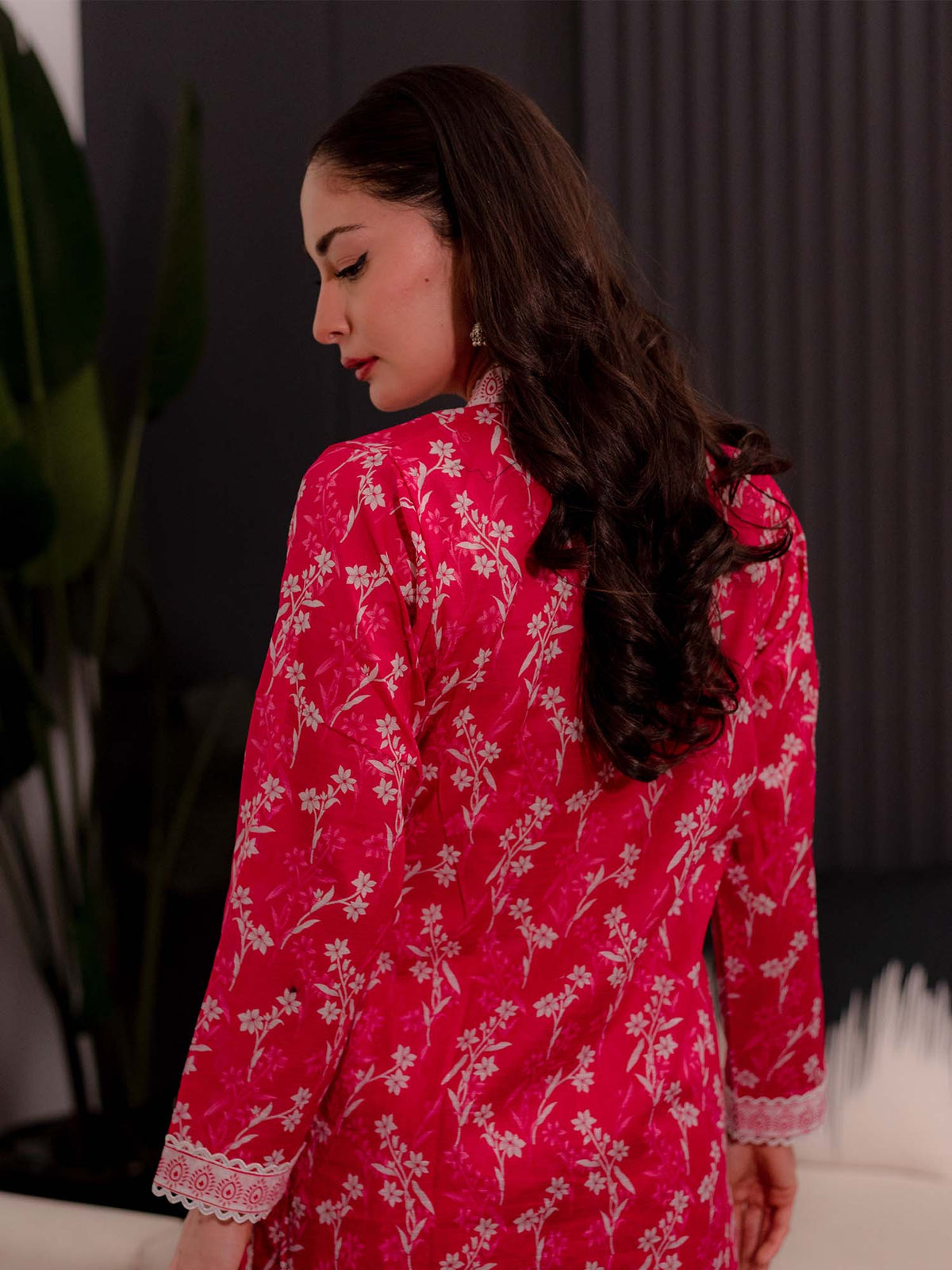 Red Printed Doria Lawn Co ord Set 10