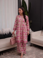 Pink Printed Doria Lawn Co ord Set 08