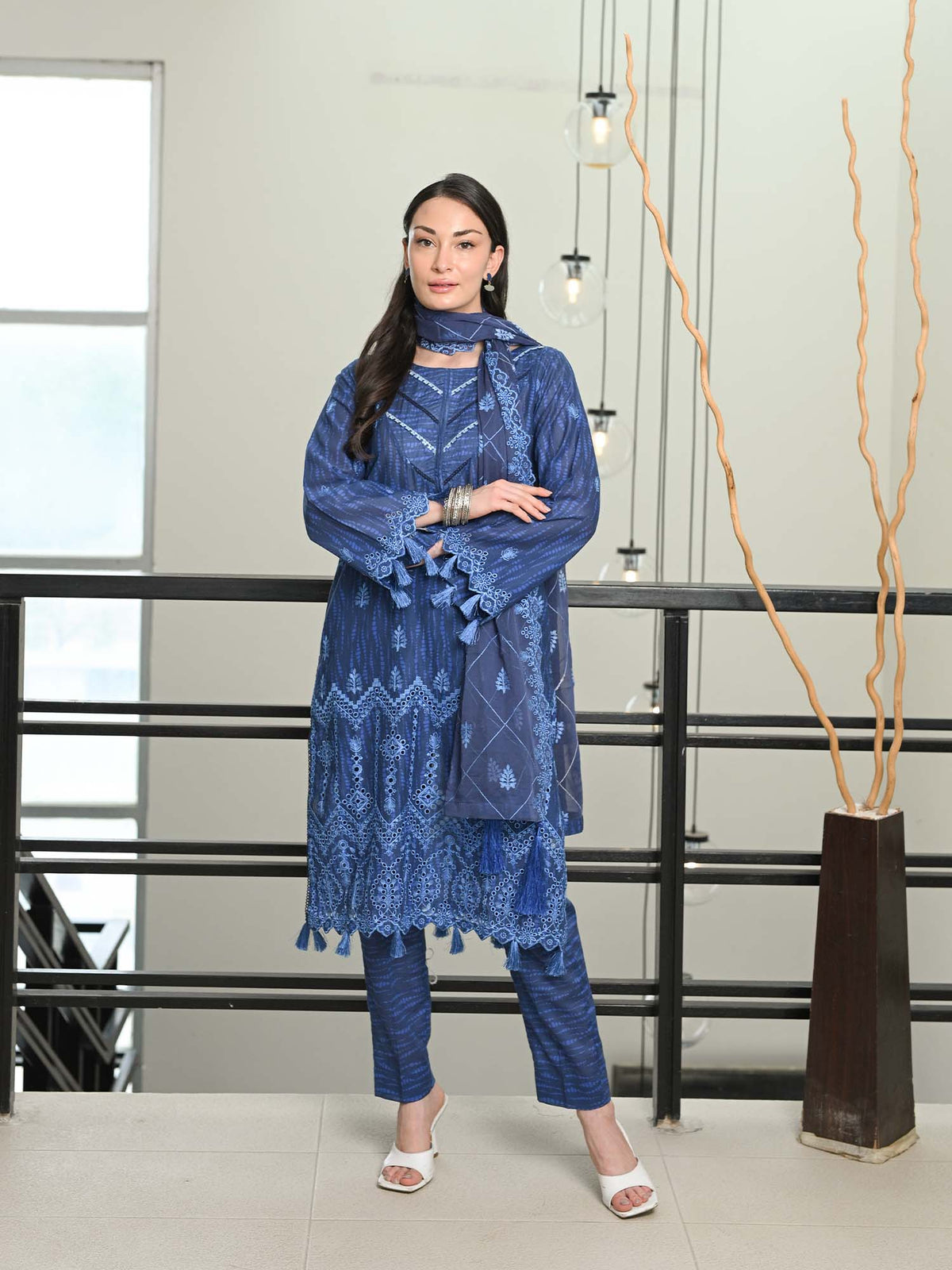 Blue Chikankari Pret Eid Suit D-06