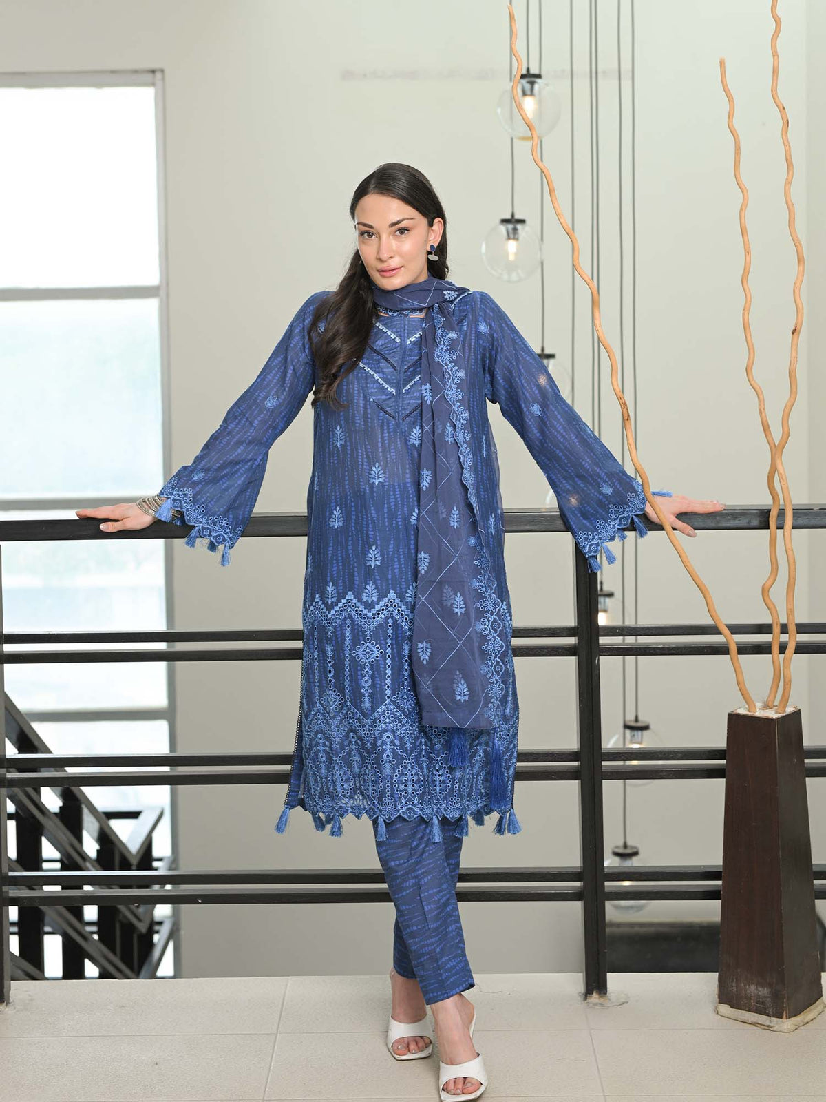 Blue Chikankari Pret Eid Suit D-06