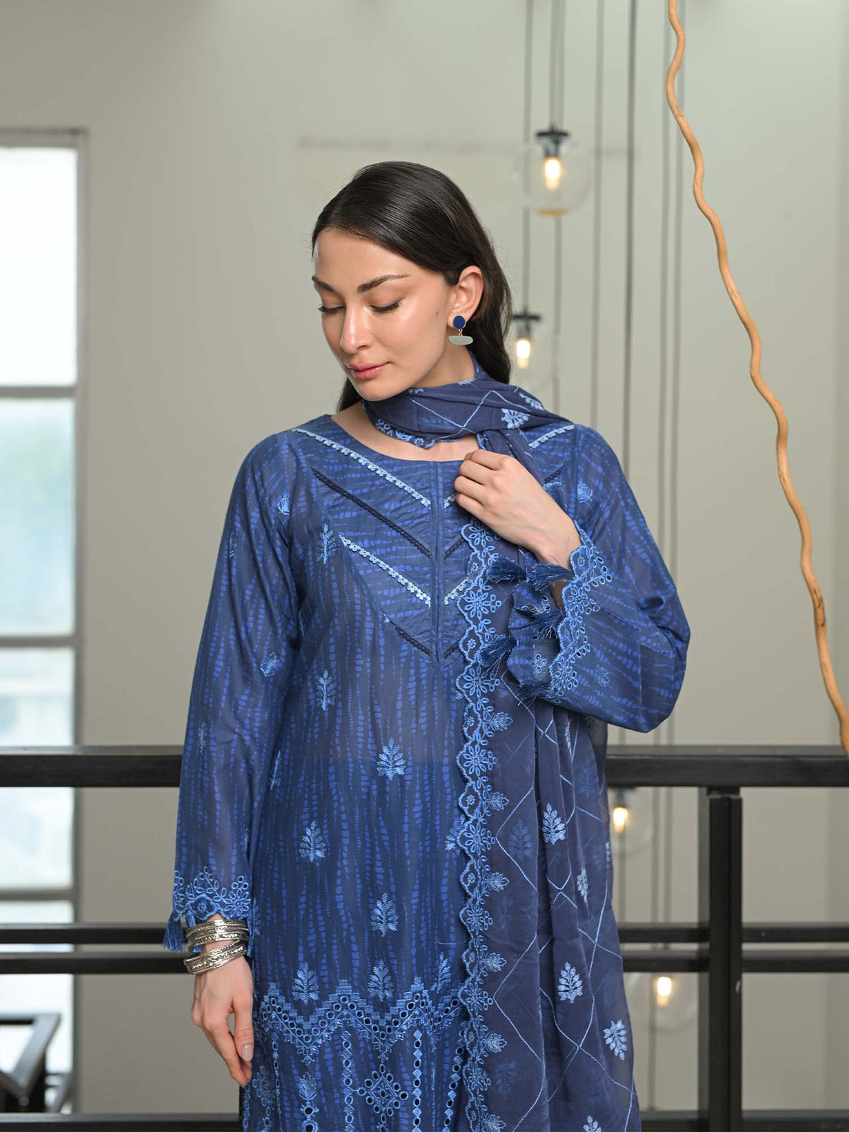Blue Chikankari Pret Eid Suit D-06
