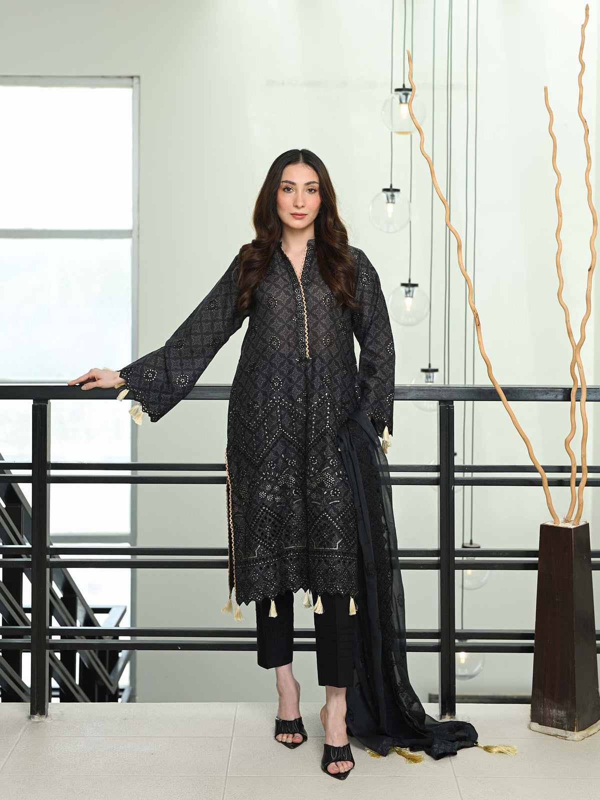 Black Chikankari Pret Eid Suit D-08