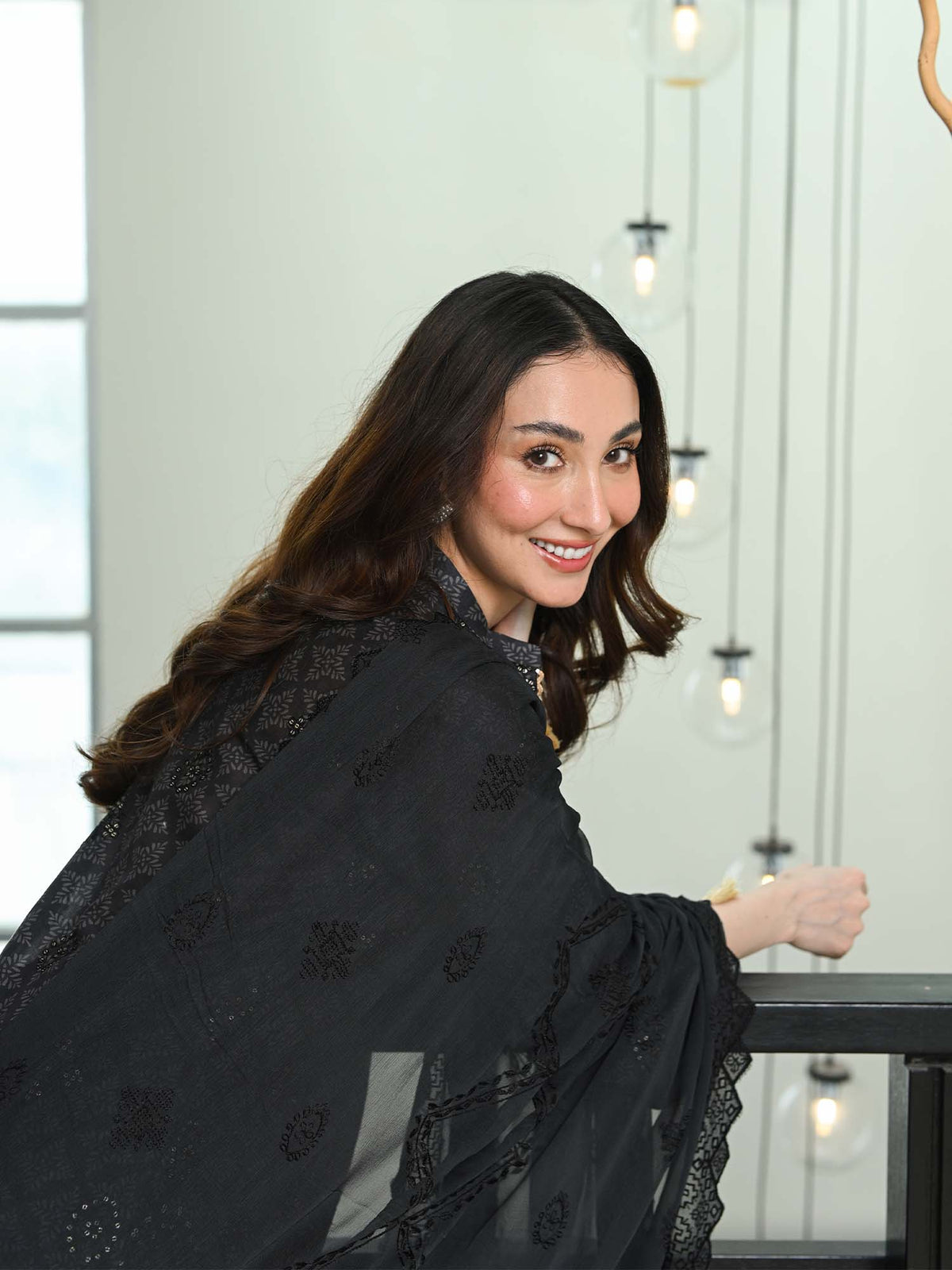Black Chikankari Pret Eid Suit D-08