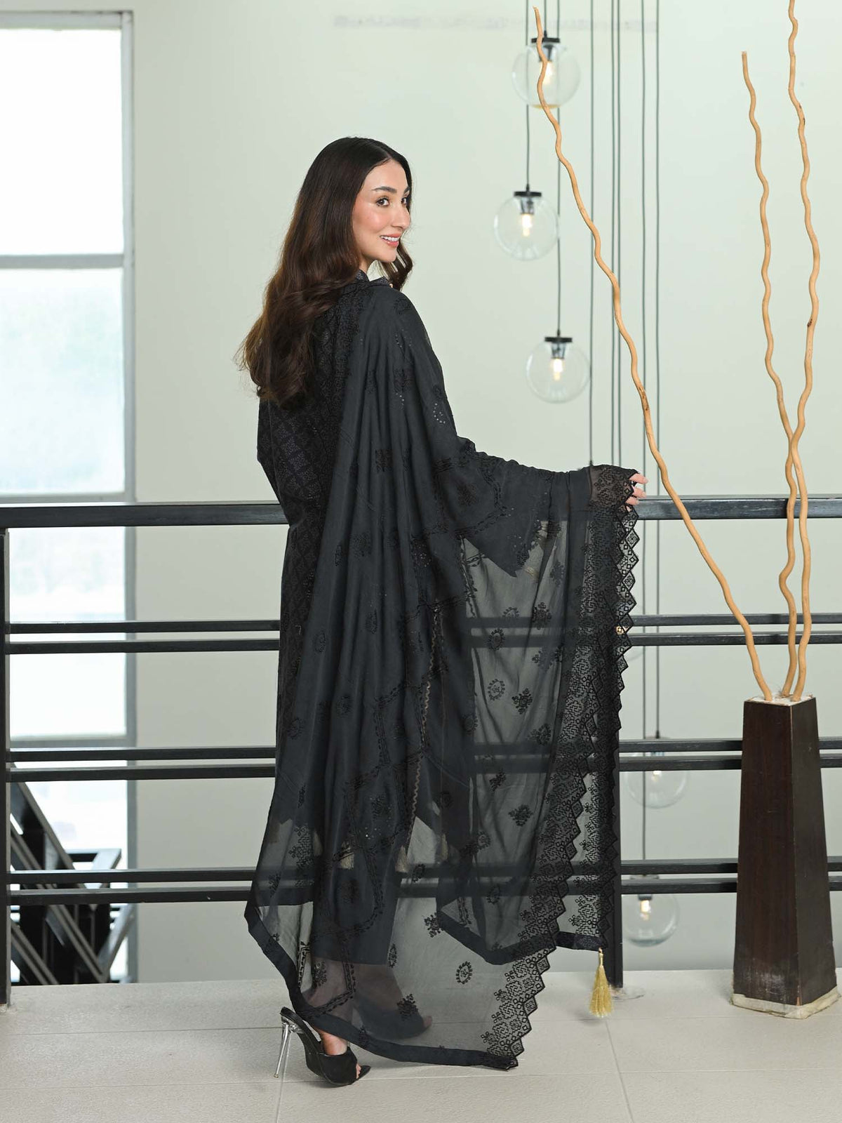 Black Chikankari Pret Eid Suit D-08