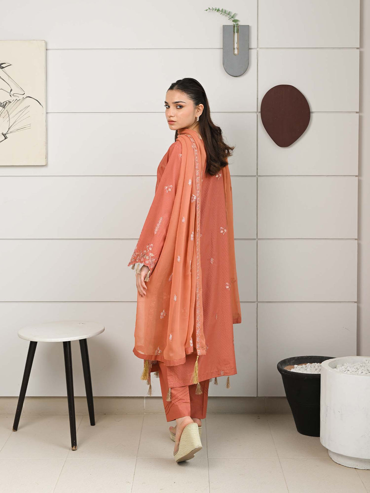 Orange Embroidered Masuri Pret Eid Suit D-05