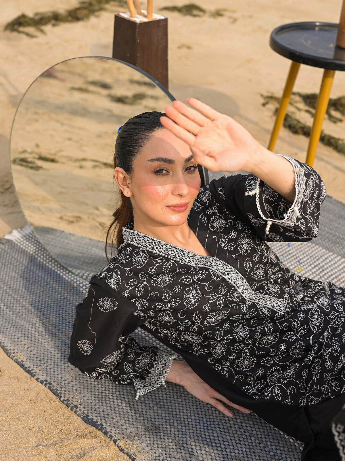 Black Embroidered Schiffli Pret Eid Suit D-02