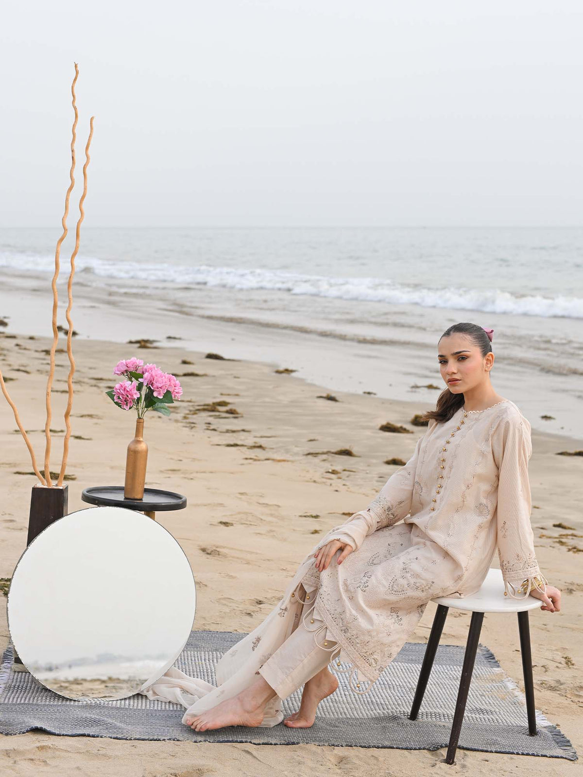 Beige Embroidered Masuri Pret Eid Suit D-10