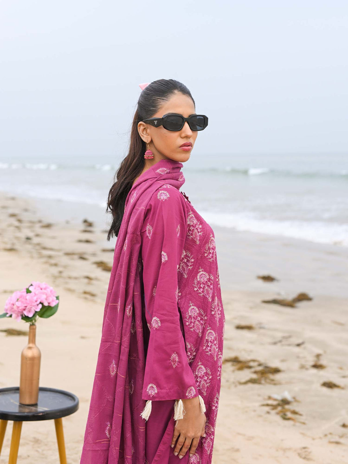 Pink Embroidered Lawn Pret Eid Suit D-03